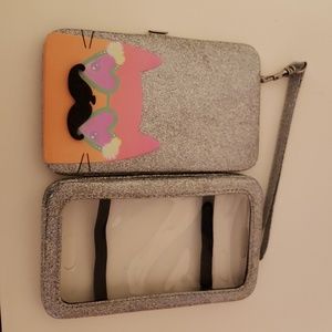 Sparkly silver phone case with wallet